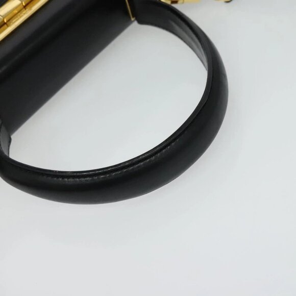 Salvatore Ferragamo Gancini Hand Bag Leather 2way Black Gold Auth 137422 - Picture 8 of 16